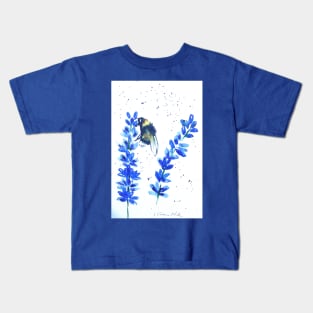 Bumble bee and Blue flowers Kids T-Shirt